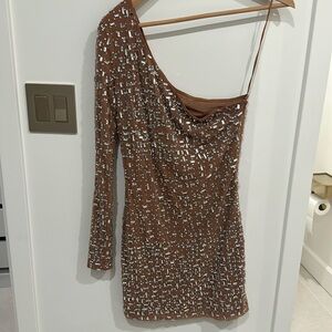 Retrofete Nude Rhinestone Dress